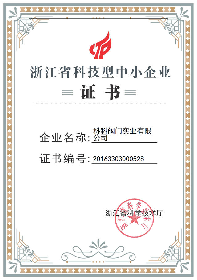 浙江省科技型企業(yè)證書